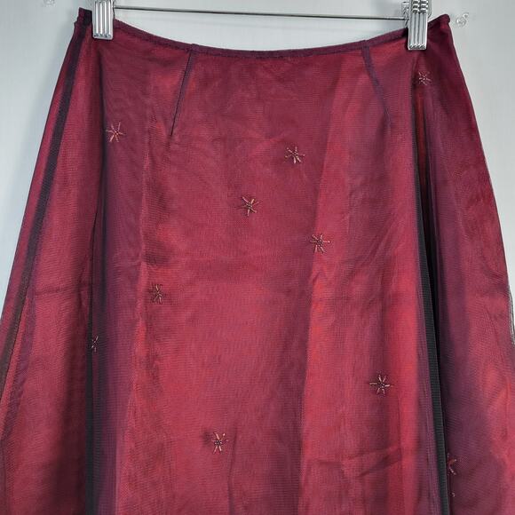 Vintage Express beaded tulle overlay skirt size 1/2 red black whimsigoth Y2K - Picture 2 of 8